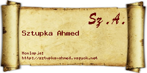 Sztupka Ahmed névjegykártya